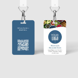 Crachá Código QR de Foto de Logotipo de Negócios Simples
