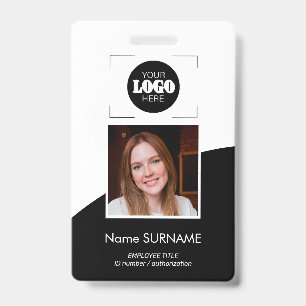 Crachá Código QR de foto de logotipo personalizado preto