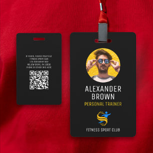 Crachá Código QR de Foto de Logotipo Preto Legal ID de Fu