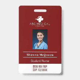 Crachá Código QR de foto vermelha de enfermeiro estudante
