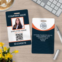 Código QR de Funcionário Corporativo Azul Laranja 