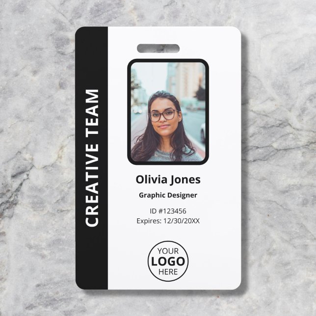 Crachá Código QR de ID de Foto de Funcionário da Empresa  (Criador carregado)