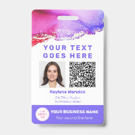 Crachá Código QR de ID de Foto de Funcionário Personaliza