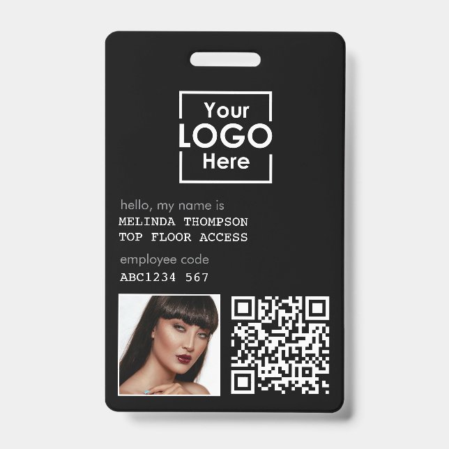 Crachá Código QR de identificação da empresa de foto de I (Frente)