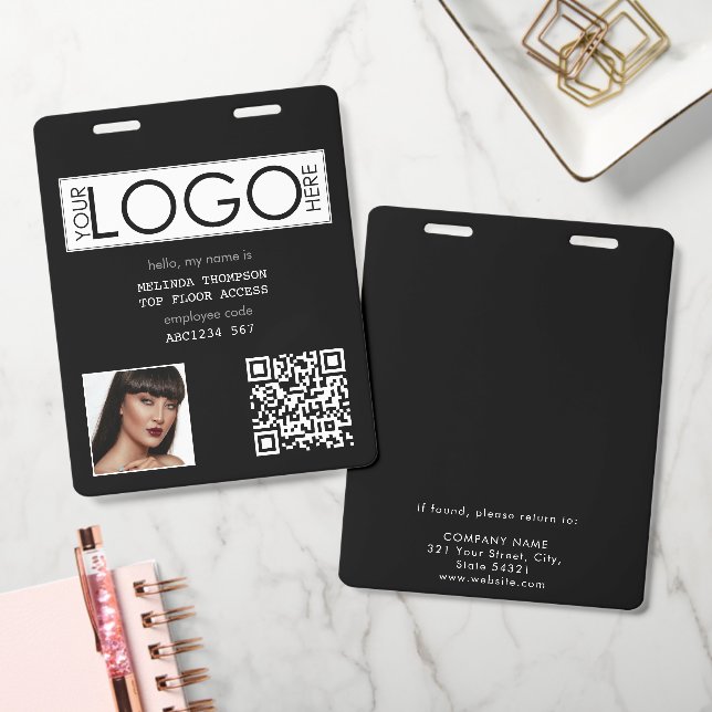 Crachá Código QR de identificação da empresa de foto de I (Escritório)