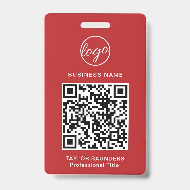 Crachá Código QR de Identificação de Funcionário Simple R (Frente)
