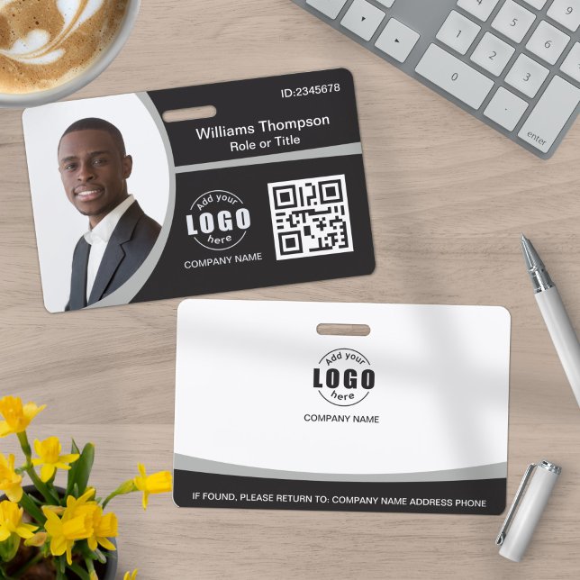 Crachá Código QR de Logo de Foto Personalizada Corporativ (Criador carregado)