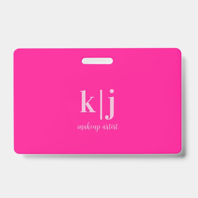 Crachá Código QR de monograma ID de Maquiador (Frente)