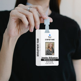 Crachá Código QR de Segurança de Empresa Negra ID de Foto