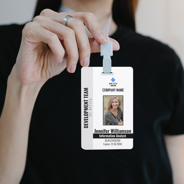 Crachá Código QR de Segurança de Empresa Negra ID de Foto (Criador carregado)