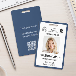Crachá Código QR do Funcionário com Logotipo Empresarial 