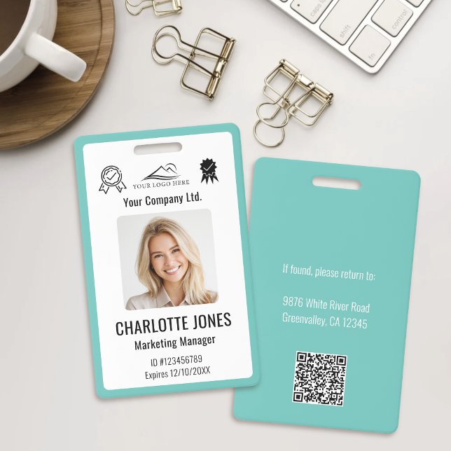Crachá Código QR do Funcionário com Logotipo Empresarial  (Criador carregado)