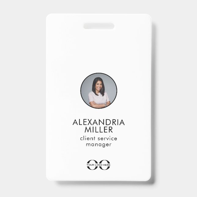 Crachá Código QR do Funcionário da Empresa Minimalista (Frente)