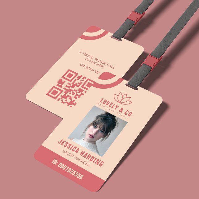 Crachá Código Qr do Funcionário do Salão Elegant Rose & I (Criador carregado)