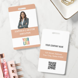 Crachá Código QR do logotipo da empresa de fotos personal