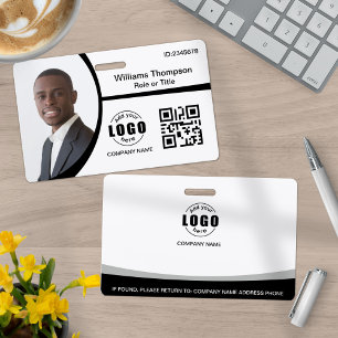 Crachá Código QR do Logotipo da Foto Funcionário Preto e