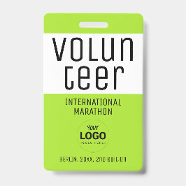 Crachá Código QR do Logotipo de ID de Voluntário Verde Ne