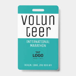 Crachá Código QR do Logotipo do ID de Voluntário Turquesa