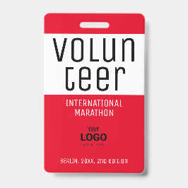 Crachá Código QR do Logotipo do Voluntário Vermelho Moder