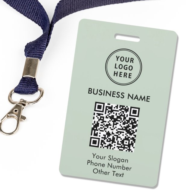 Crachá Código QR do Logotipo Empresarial Sage Verde (Criador carregado)