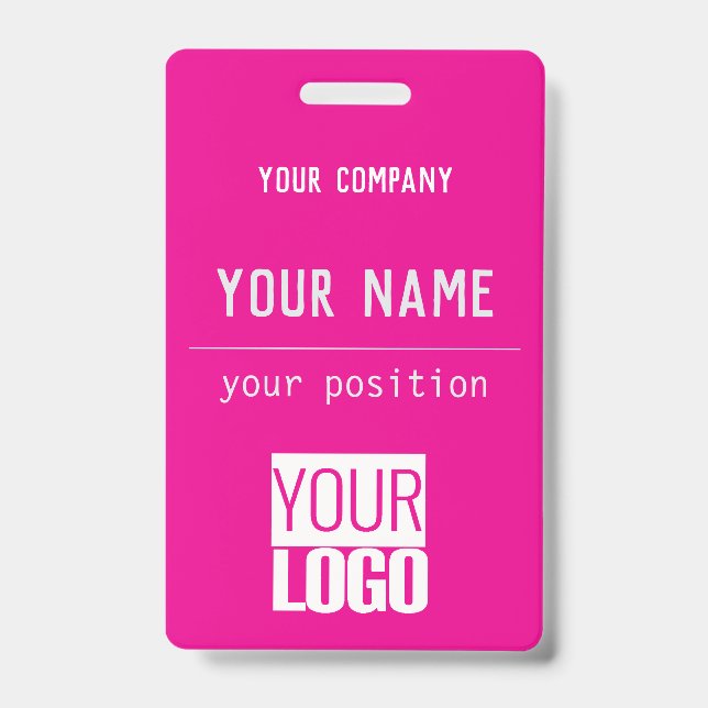 Crachá código QR e logotipo em rosa quente (Frente)