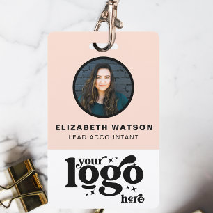 Crachá Código QR Logotipo da empresa Blush Pink Fotografi