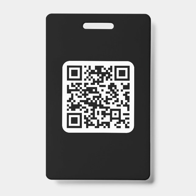 Crachá Código QR moderno editável | Preto Branco ou qualq (Frente)