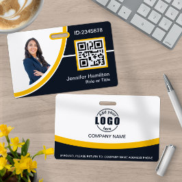 Crachá Código QR Nome Funcionário Corporativo Amarelo Fot