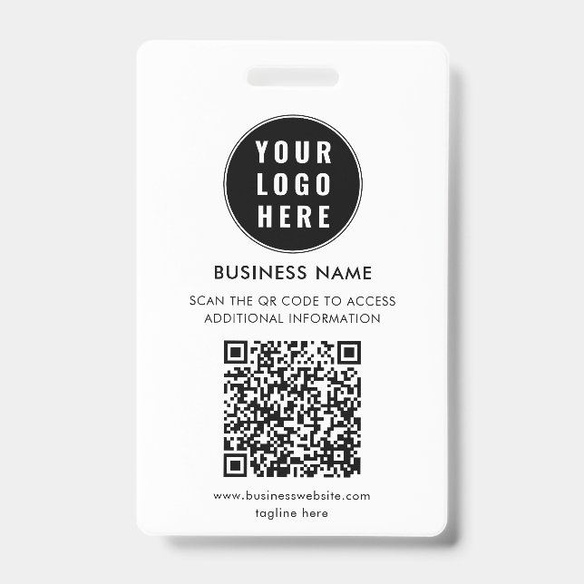 Crachá Código QR Personalizado Logotipo Moderno de Negóci (Frente)