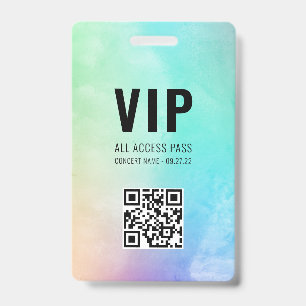 Crachá Código QR personalizado Pastel Rainbow VIP All Acc