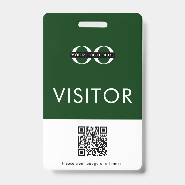 Crachá Código QR Personalizado Verde Visitante (Frente)
