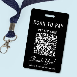 Crachá Código QR Preto para Pagamento por Leitura Óptica