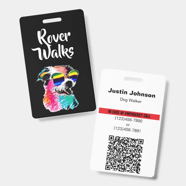 Crachá Código QR Profissional de Identificação de Emergên (Frente e verso)