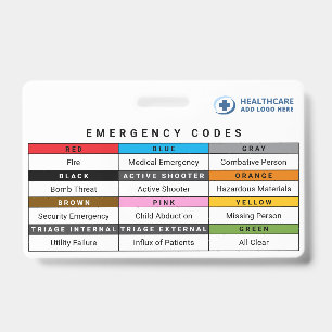 Crachá Códigos de Emergência de Cores Personalizadas para