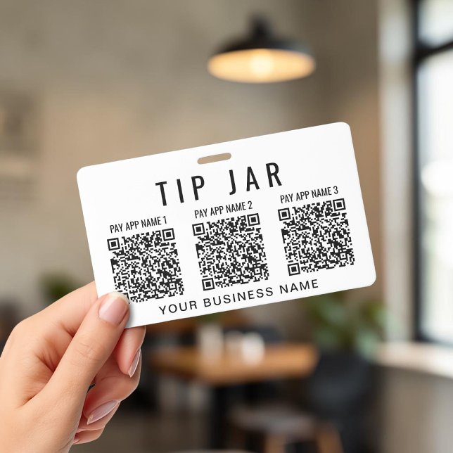 Crachá Códigos QR de Gorjeta Múltiplos Aplicativos de Pag (Tip Jar QR Codes Multiple Payment Apps Badge)
