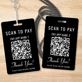 Crachá Códigos QR de Pagamento Scan to Pay 2 Preto