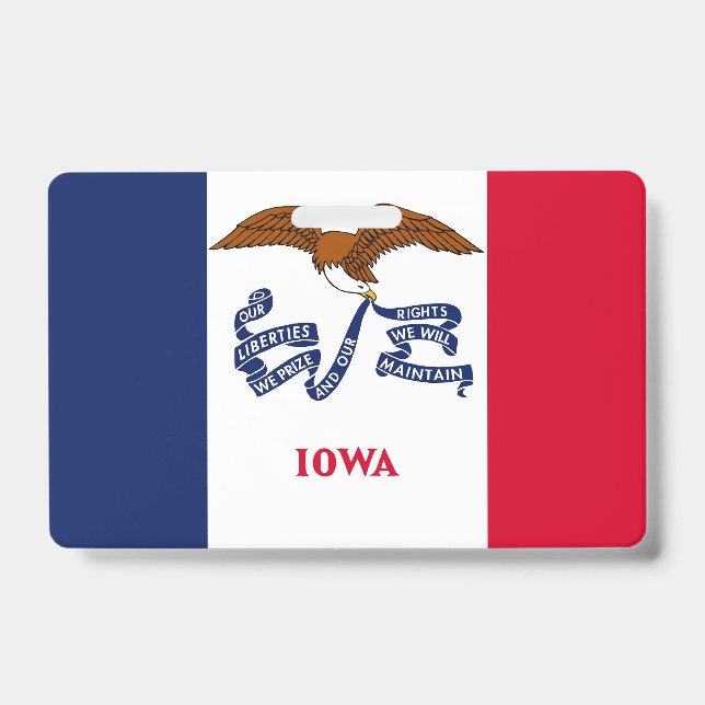 Crachá com a bandeira do estado de Iowa, EUA (Frente)