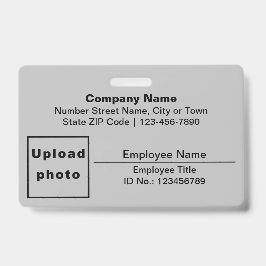 Crachá Com base em texto com foto do funcionário retângul