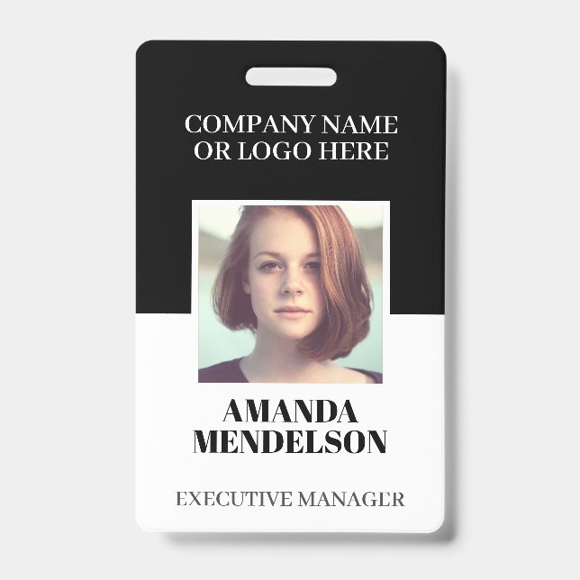 Crachá com ID de foto personalizado com código de  (Frente)