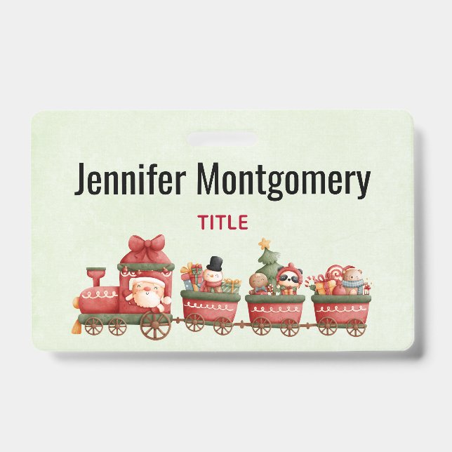 Crachá Comboio de Natais vintages giros com brinquedos (Frente)