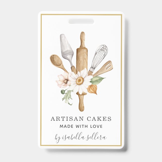 Crachá comercial Baker Chef Watercolor (Front)