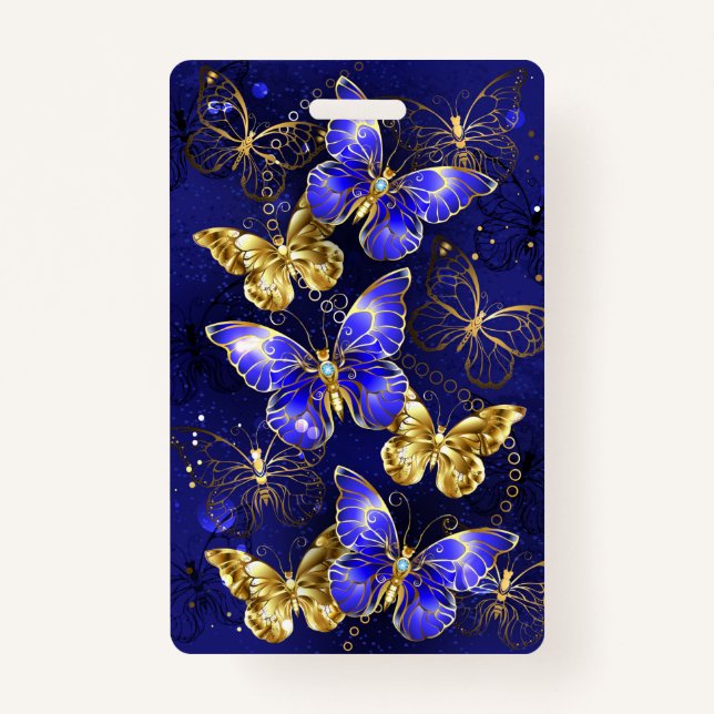 Crachá Composição com borboletas de safira (Frente)