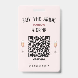 Crachá Compre uma bebida para a noiva QR-Code