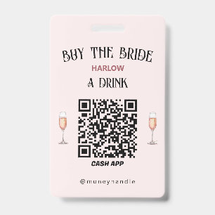 Crachá Compre uma bebida para a noiva QR-Code
