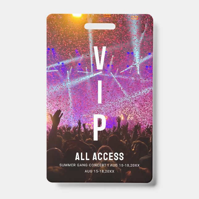Crachá Concertação de Passagem de Todos os Acessos de VIP (Frente)