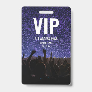 Crachá Concerto Festival VIP Acesso Total Nome Personaliz