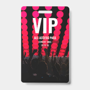 Crachá Concerto Festival VIP Acesso Total Nome Personaliz