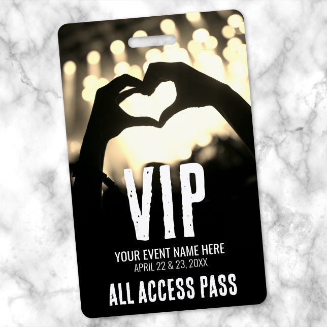 Crachá Concerto Personalizado de Acesso Total VIP (Custom VIP All Access Concert Badge)
