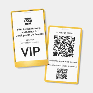 Crachá Conferência VIP Negócios Corporativos Logotipo QR