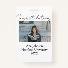 Crachá Congratulations photo graduate name university yea